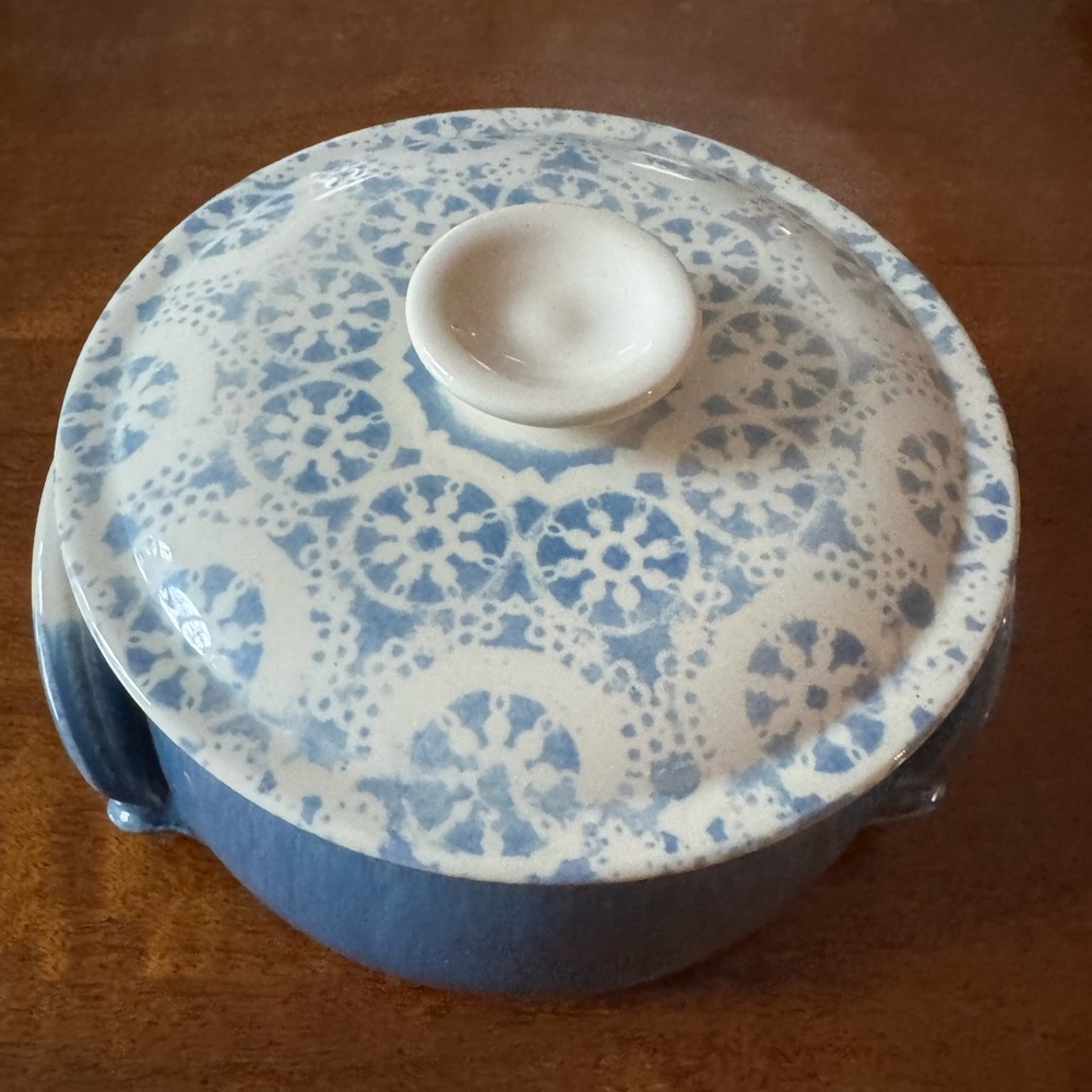 Handcrafted Artist Signed Blue Ceramic Dish